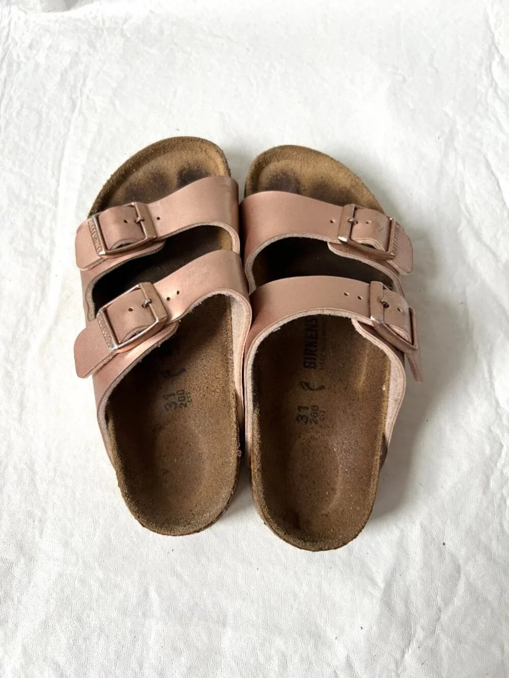 Birkenstock sandals Arizona rose gold EU 31 kids size 13 birko flor slides pink